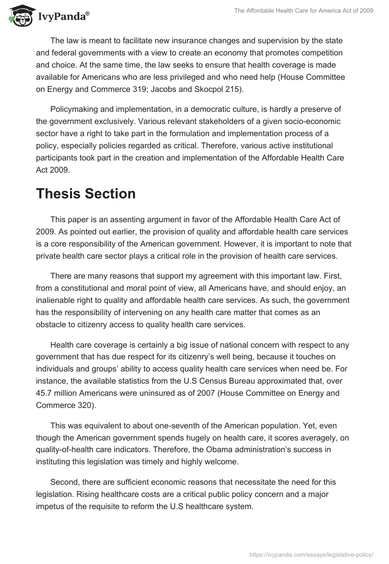 The Affordable Health Care for America Act of 2009. Page 3