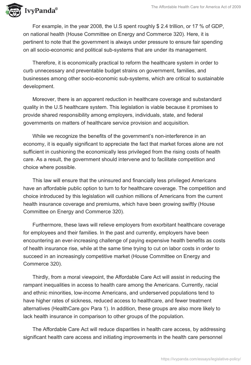 The Affordable Health Care for America Act of 2009. Page 4
