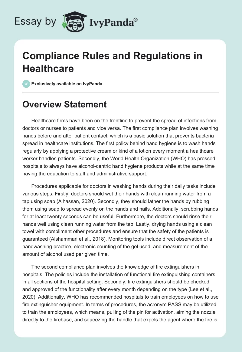 Compliance Rules and Regulations in Healthcare. Page 1