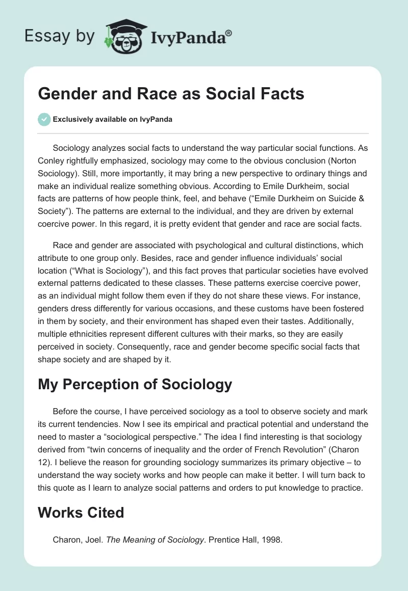 Gender and Race as Social Facts. Page 1