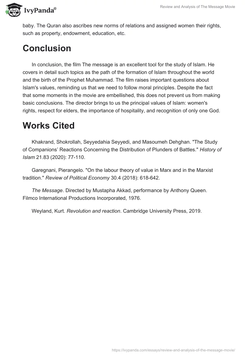 Review and Analysis of "The Message" Movie. Page 4