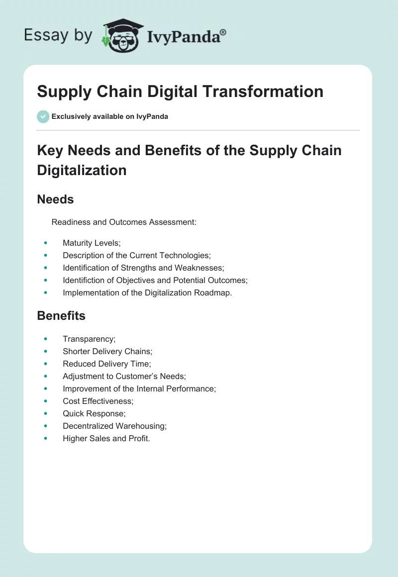 Supply Chain Digital Transformation. Page 1