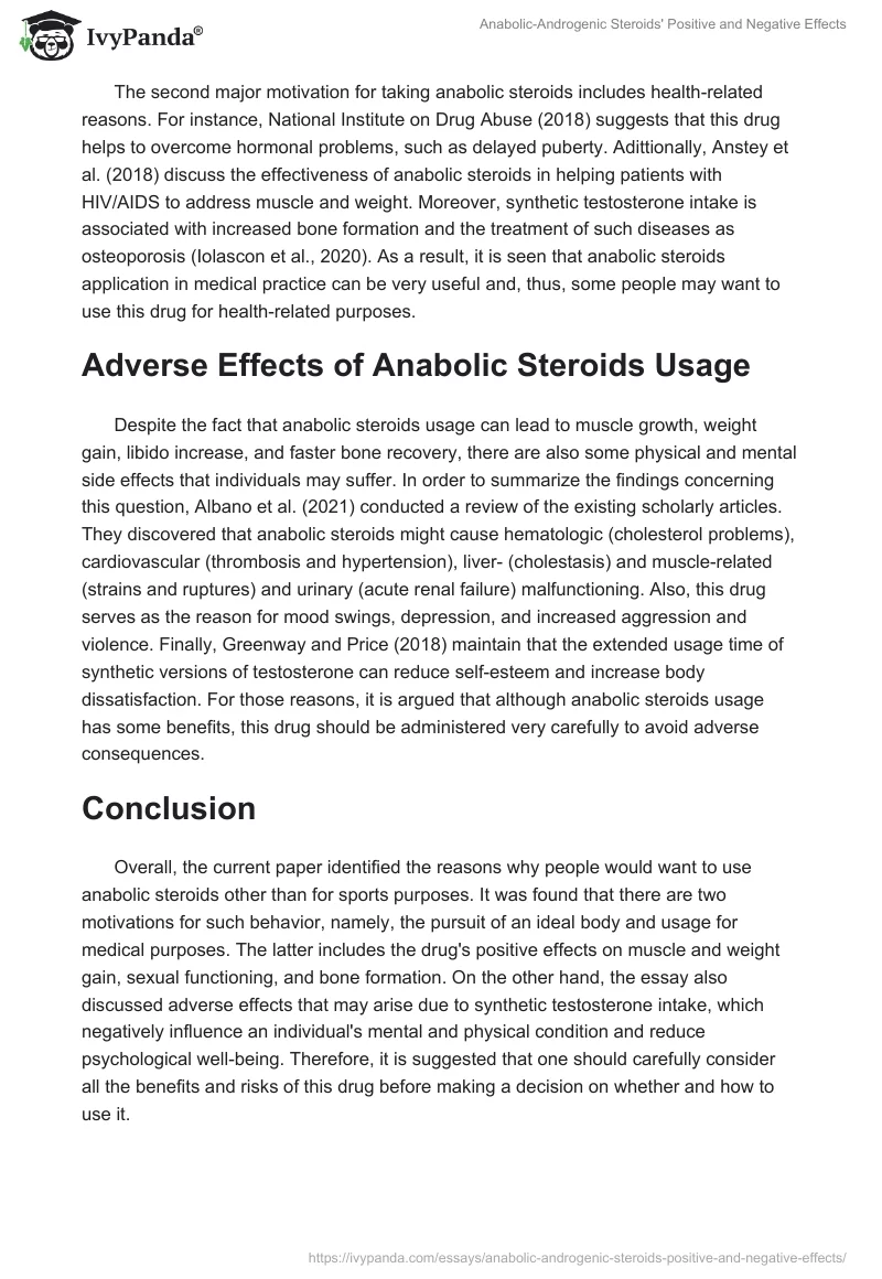 Anabolic-Androgenic Steroids' Positive and Negative Effects. Page 2