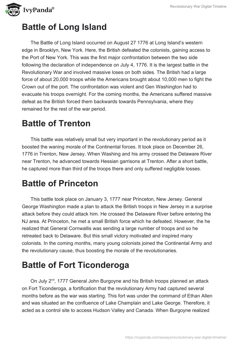 Revolutionary War Digital Timeline. Page 3
