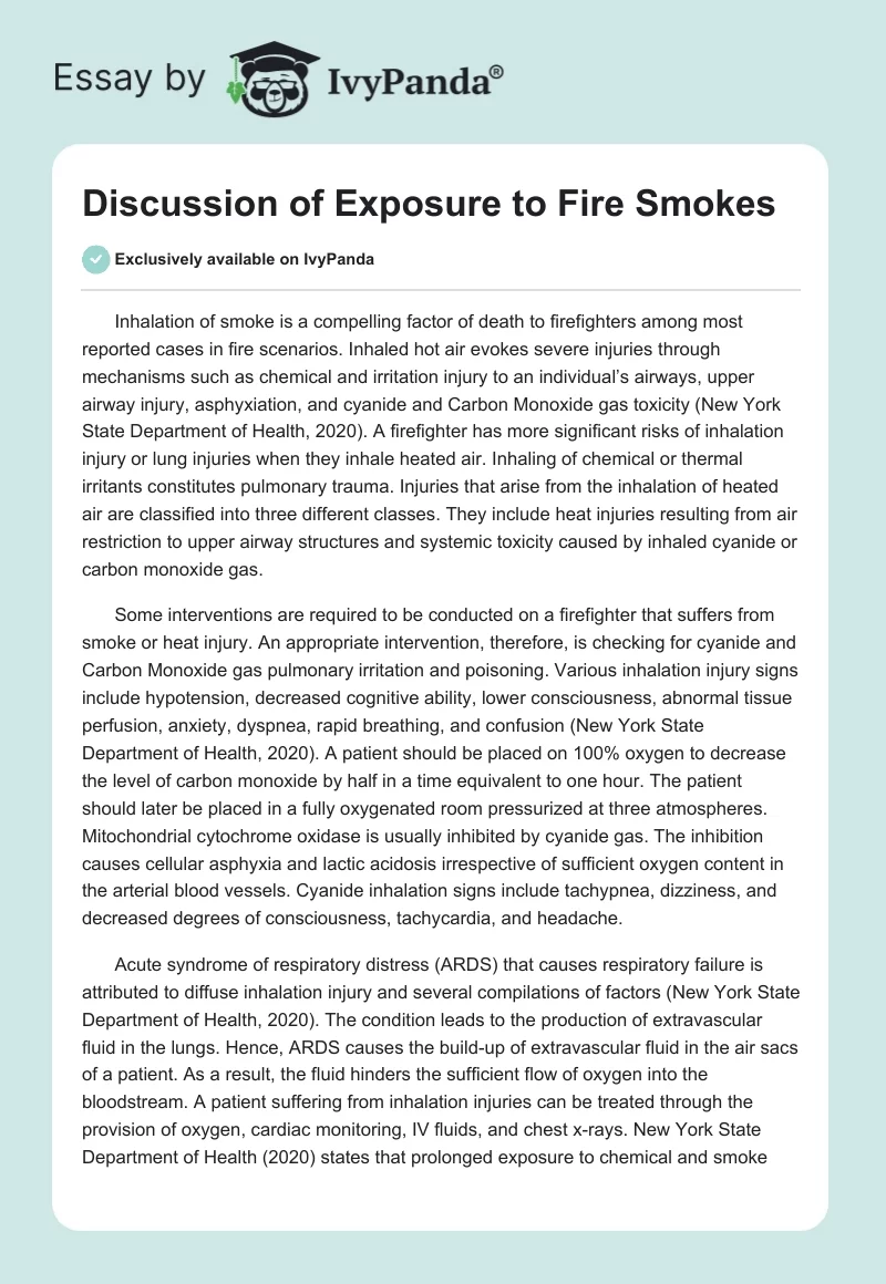 Discussion of Exposure to Fire Smokes. Page 1