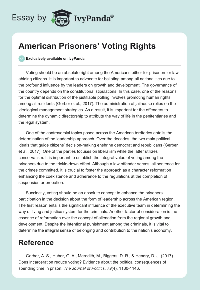 American Prisoners’ Voting Rights. Page 1