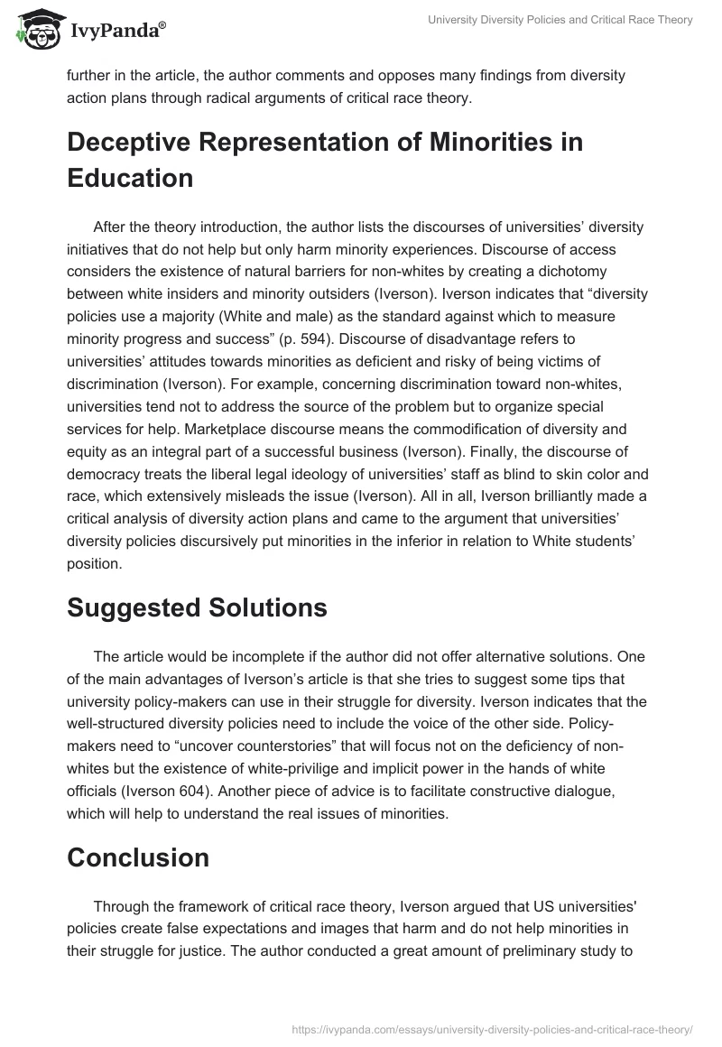 University Diversity Policies and Critical Race Theory. Page 2