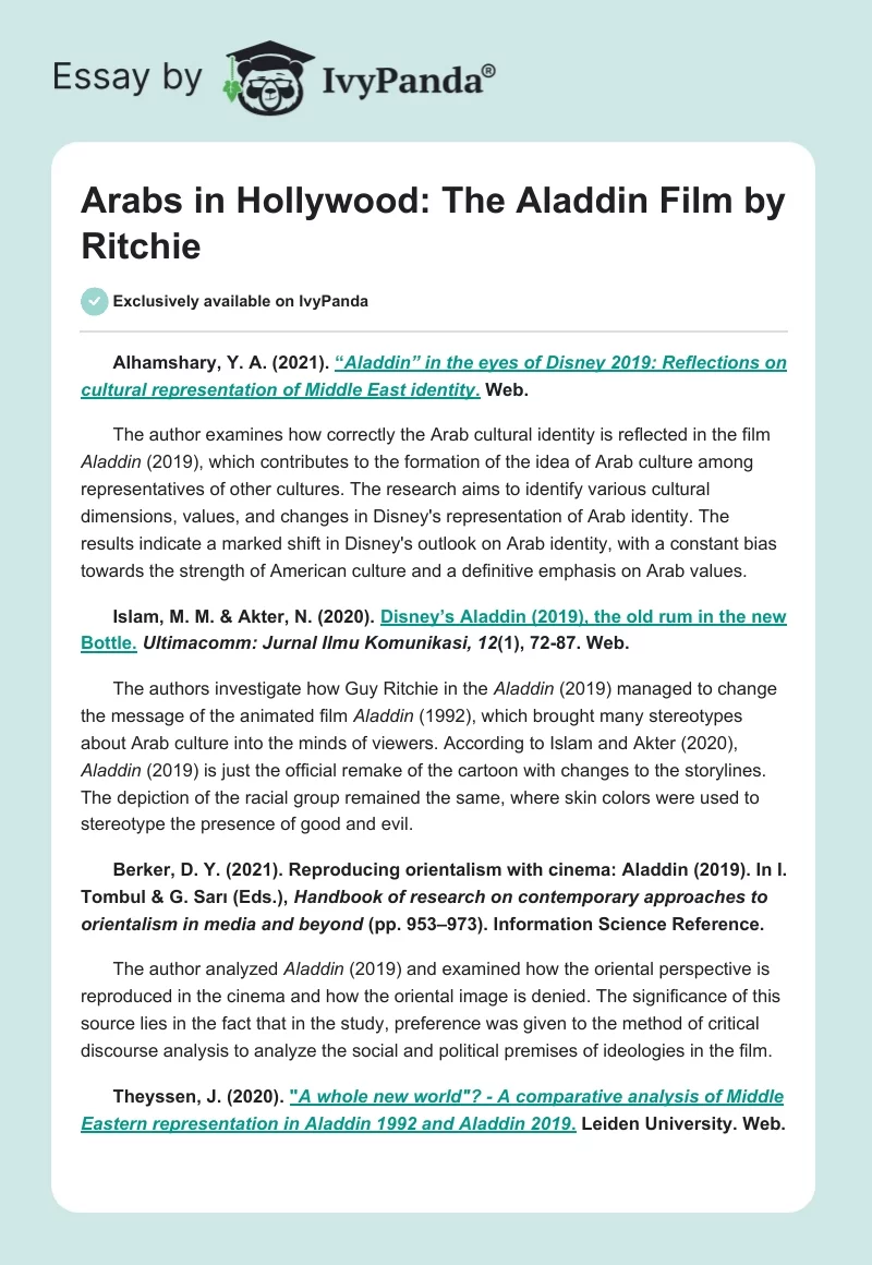Arabs in Hollywood: The "Aladdin" Film by Ritchie. Page 1