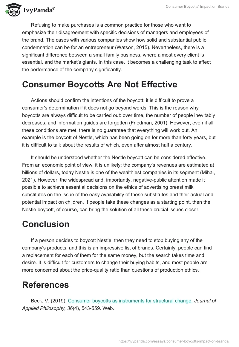 Consumer Boycotts' Impact on Brands. Page 2