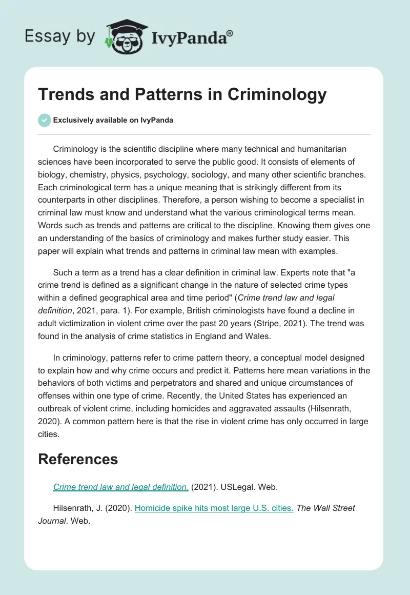 Trends and Patterns in Criminology. Page 1