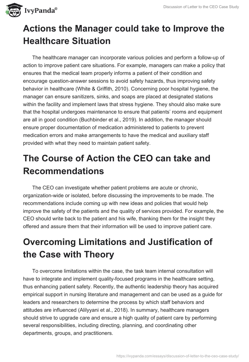 Discussion of Letter to the CEO Case Study. Page 3