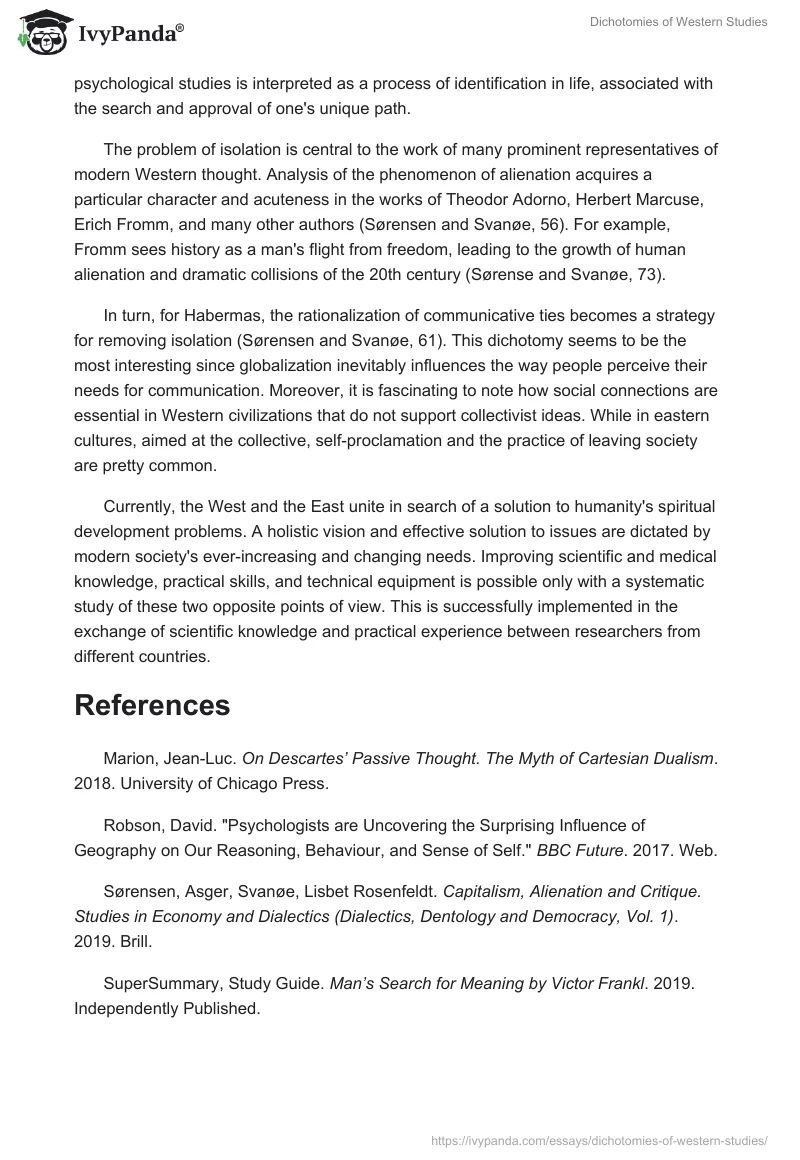 Dichotomies of Western Studies. Page 2