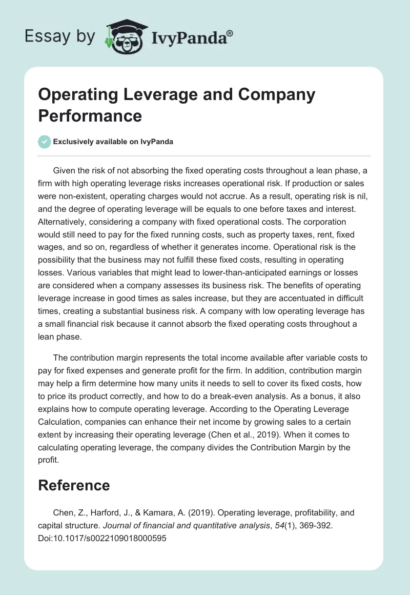 Operating Leverage and Company Performance. Page 1