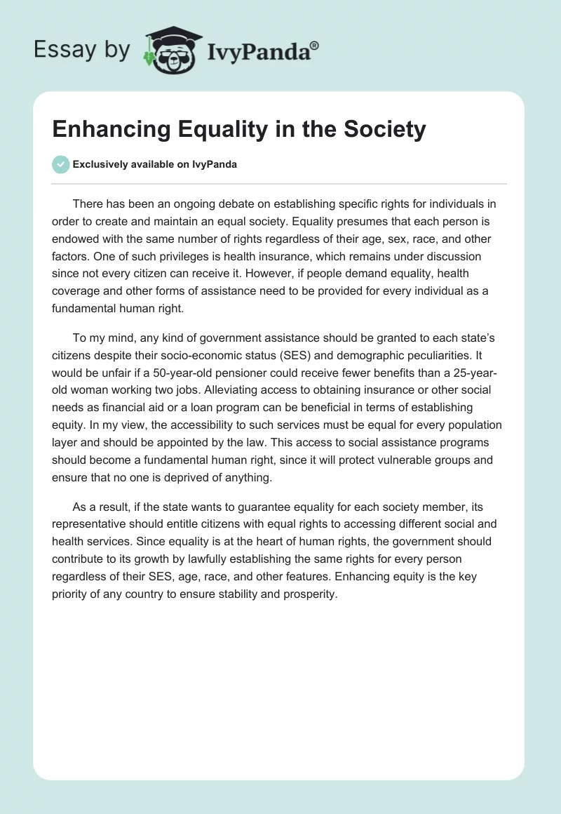 Enhancing Equality in the Society. Page 1