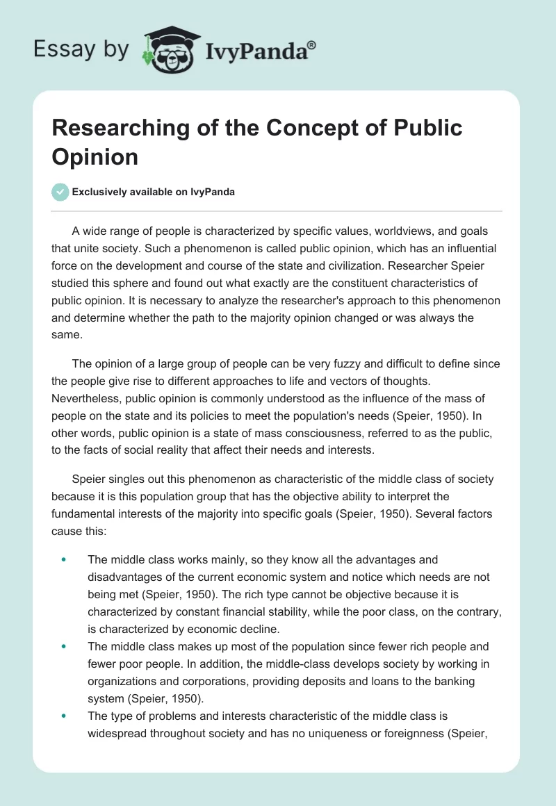Researching of the Concept of Public Opinion. Page 1