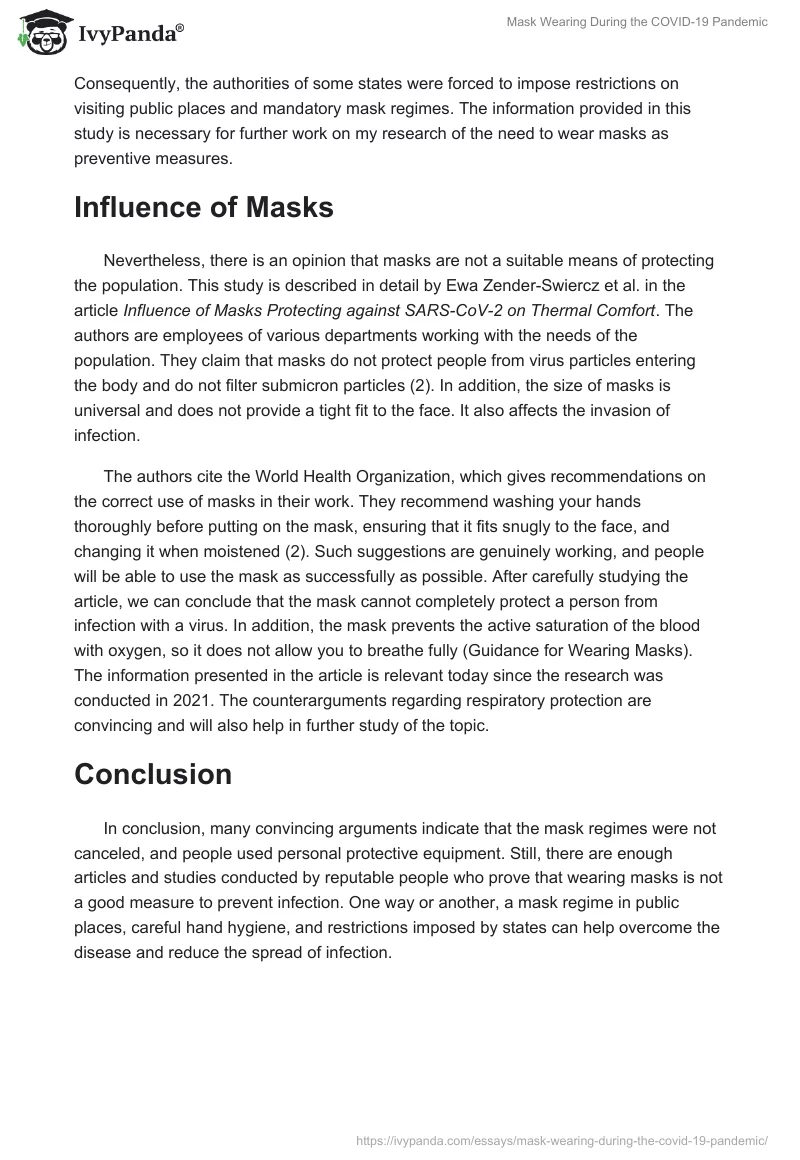 argumentative essay about wearing mask in school