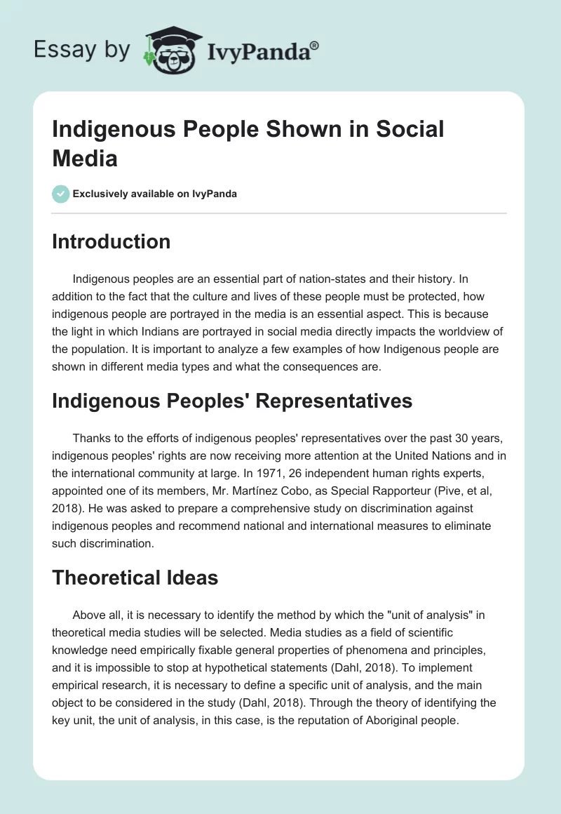 Indigenous People Shown in Social Media. Page 1