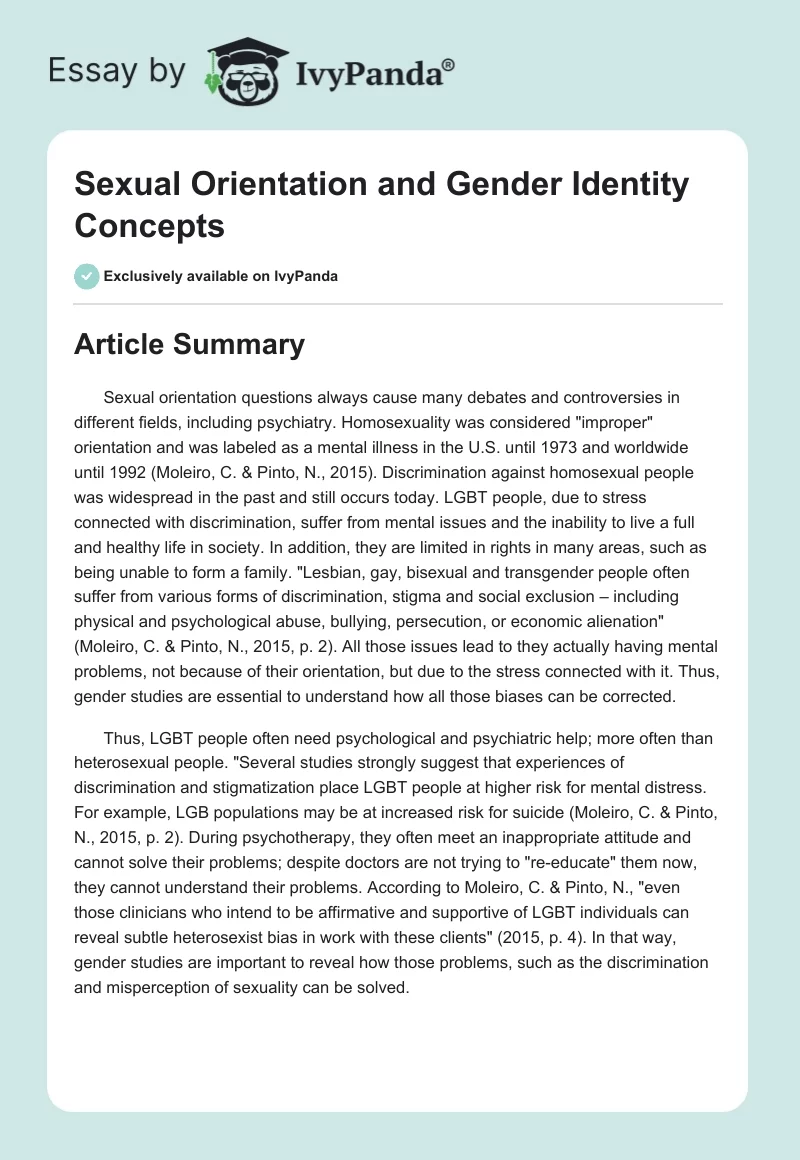 Sexual Orientation and Gender Identity Concepts. Page 1