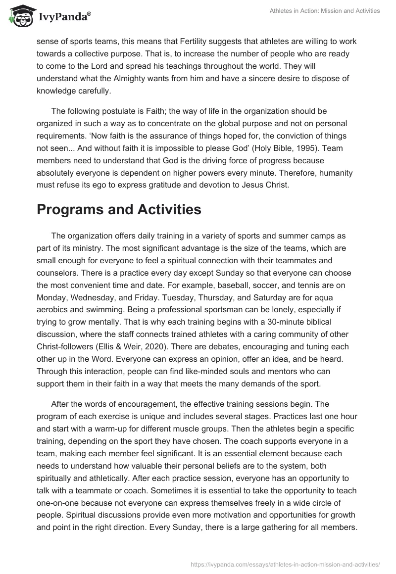 Athletes in Action: Mission and Activities. Page 3