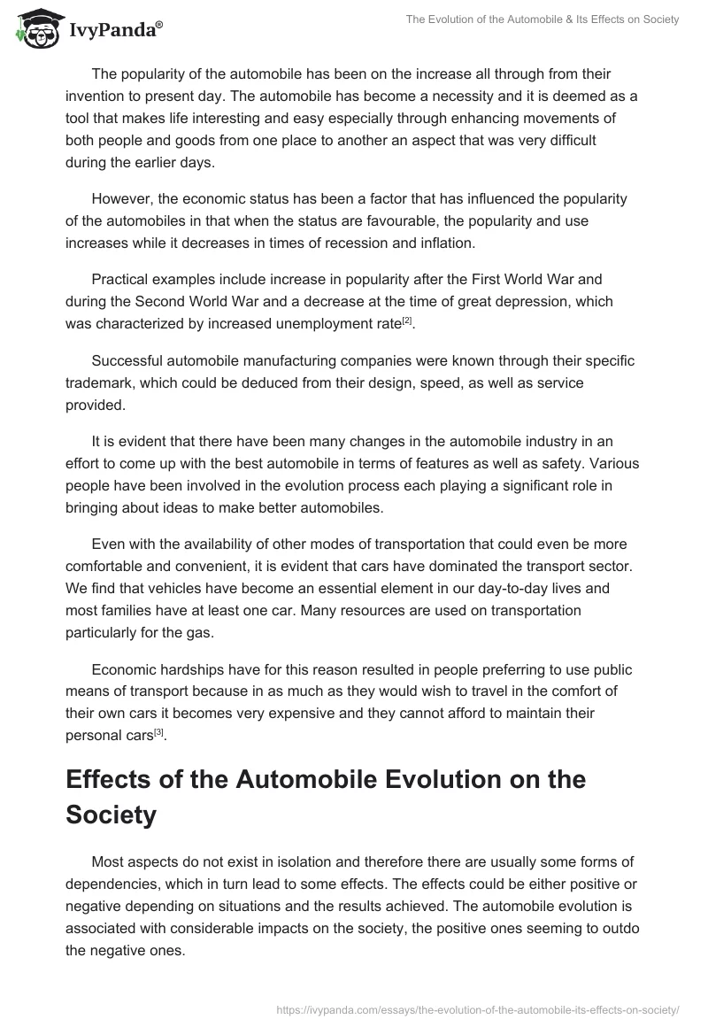 The Evolution of the Automobile & Its Effects on Society. Page 3