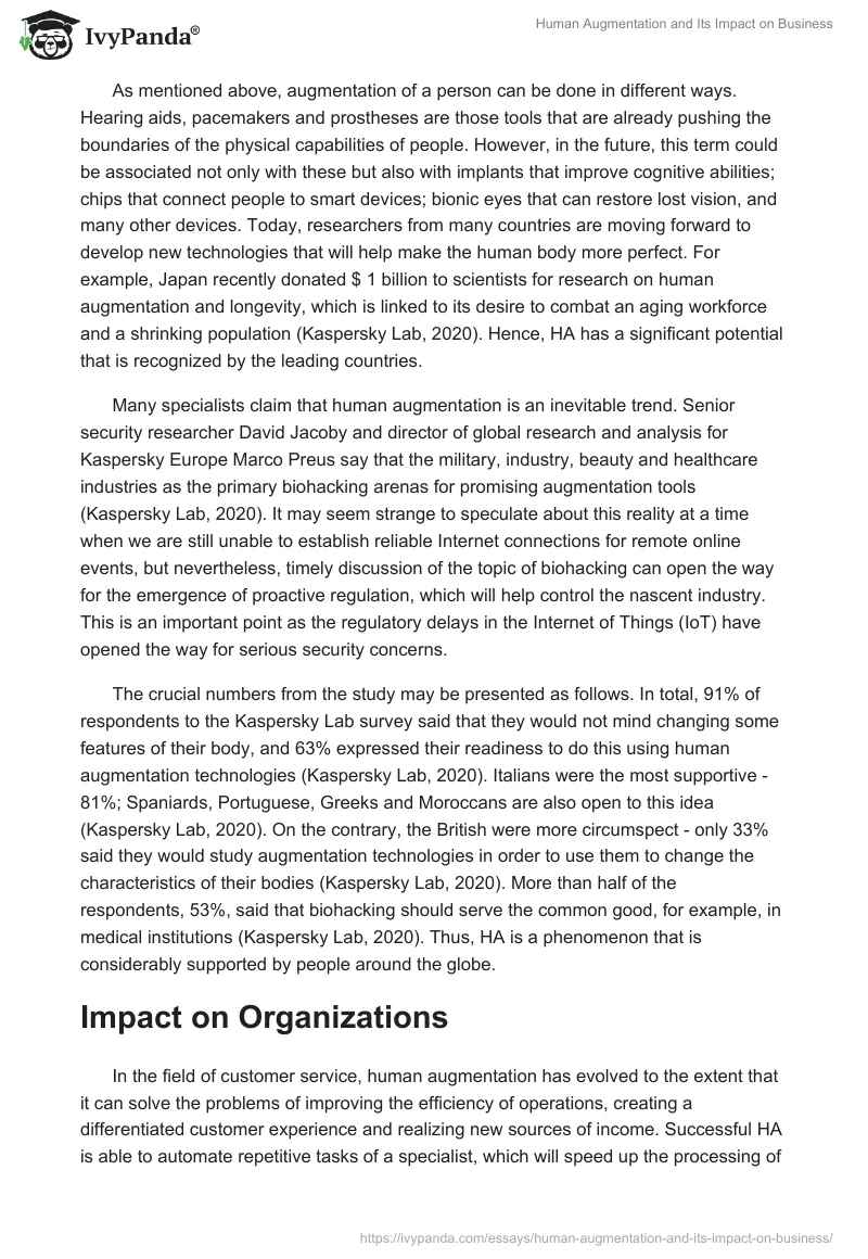 Human Augmentation and Its Impact on Business. Page 3