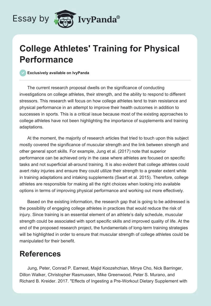 College Athletes' Training for Physical Performance. Page 1