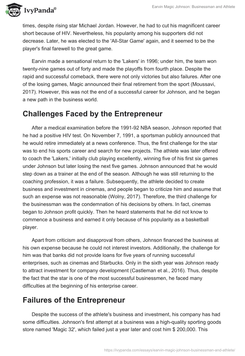 Earvin Magic Johnson: Businessman and Athlete. Page 3