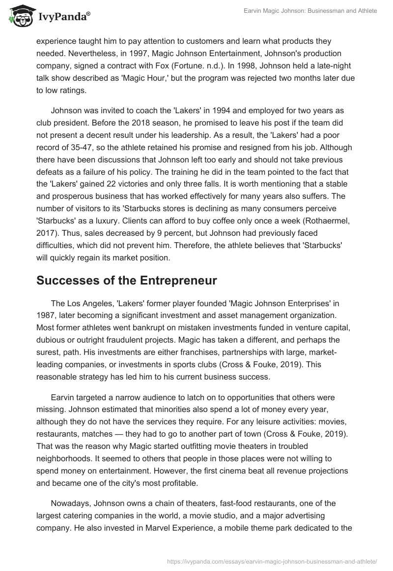 Earvin Magic Johnson: Businessman and Athlete. Page 4