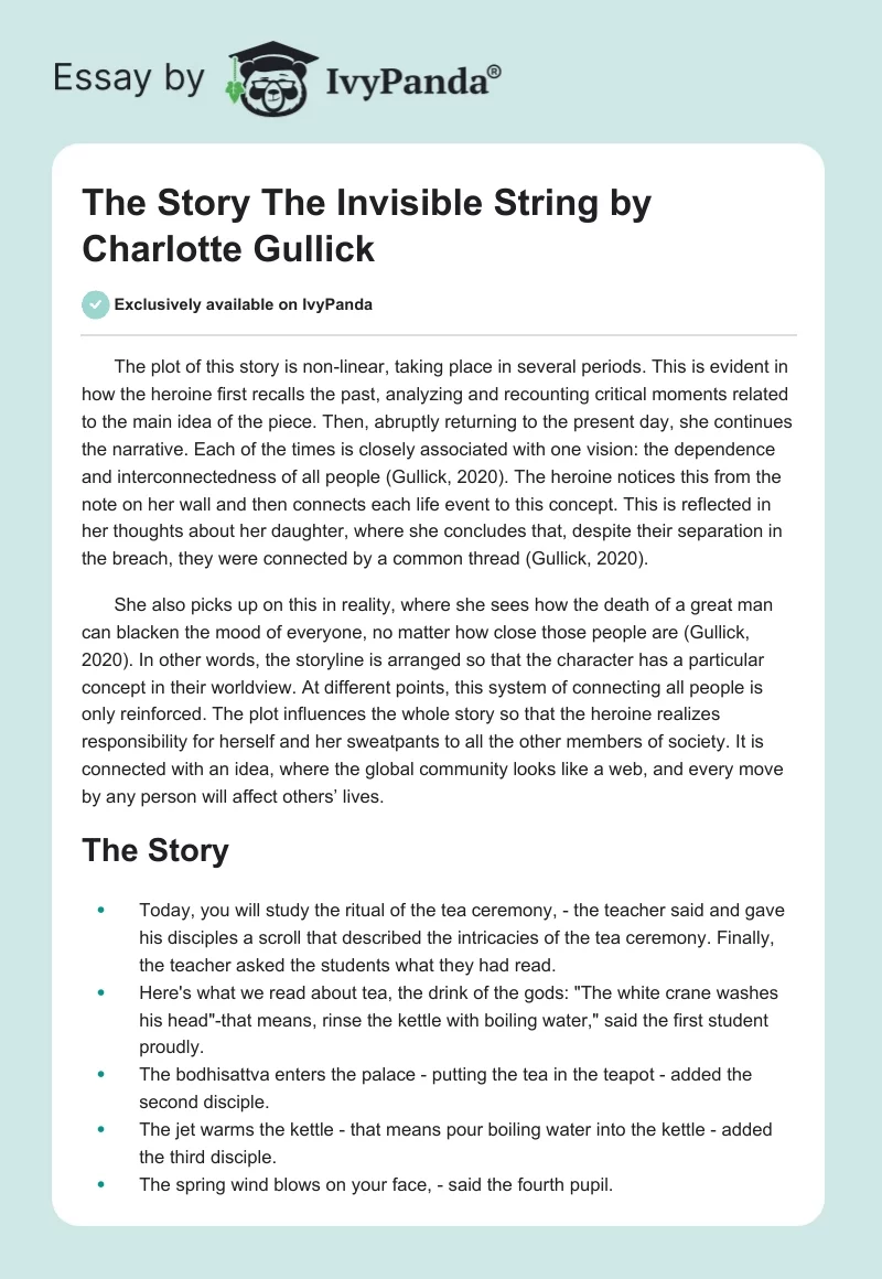 The Story "The Invisible String" by Charlotte Gullick. Page 1