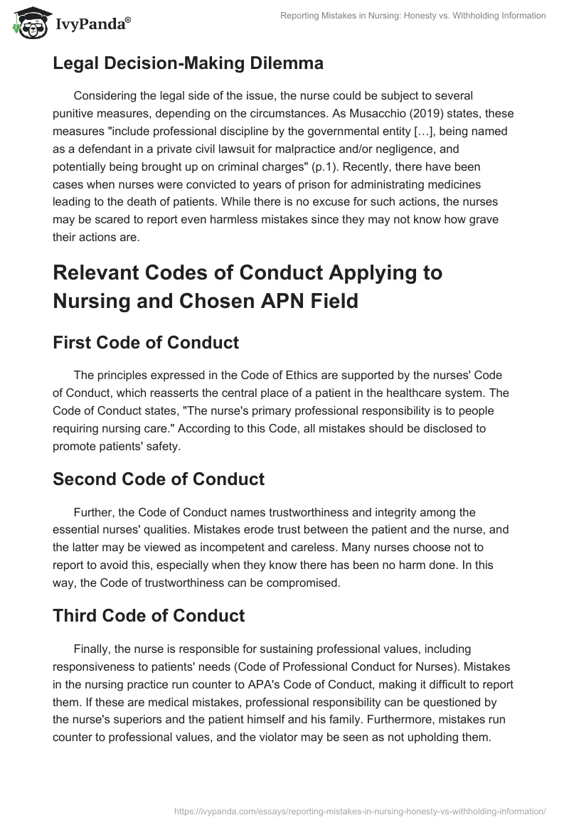 Reporting Mistakes in Nursing: Honesty vs. Withholding Information. Page 2