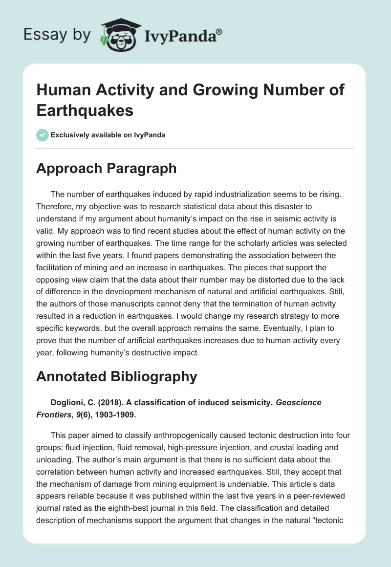 Human Activity and Growing Number of Earthquakes. Page 1