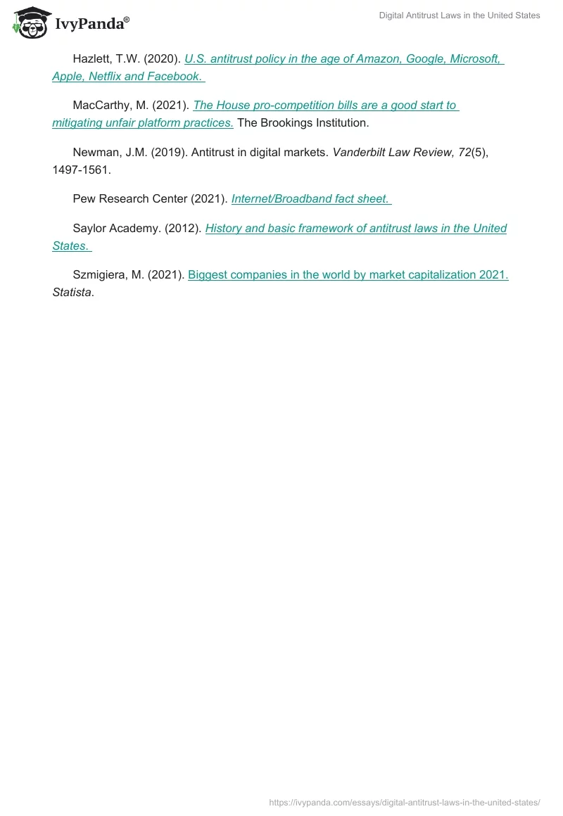 Digital Antitrust Laws in the United States. Page 3