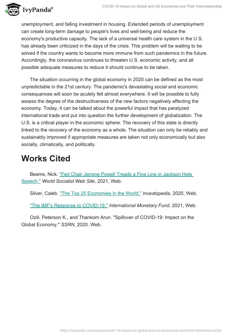 COVID-19 Impact on Global and US Economies and Their Interrelationship. Page 2