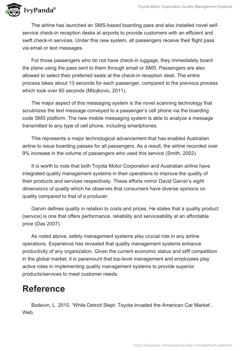 Toyota Motor Corporation Quality Management Systems. Page 3