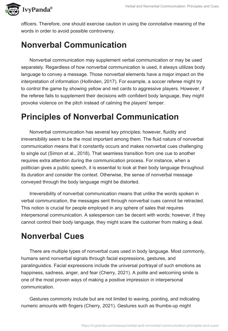 Verbal and Nonverbal Communication: Principles and Cues. Page 2