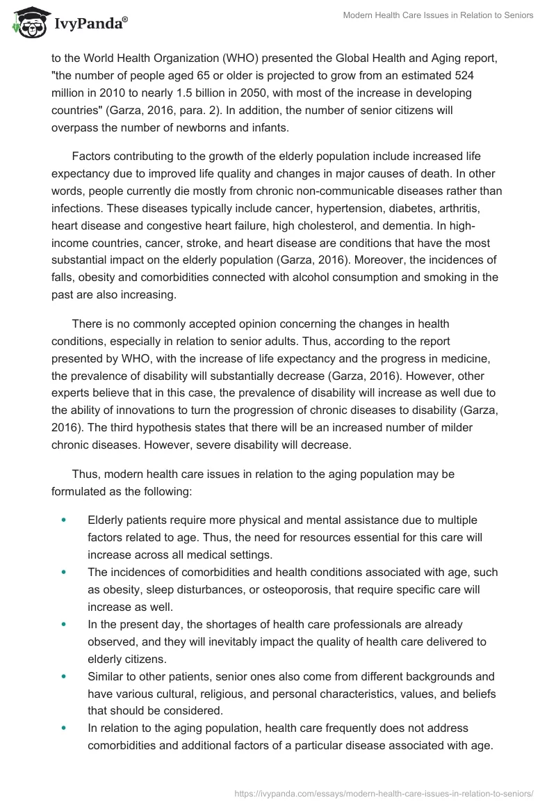 Modern Health Care Issues in Relation to Seniors. Page 3