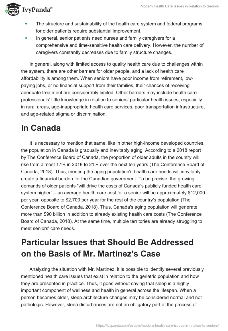 Modern Health Care Issues in Relation to Seniors. Page 4