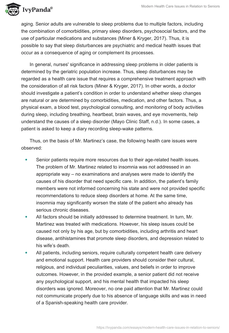 Modern Health Care Issues in Relation to Seniors. Page 5