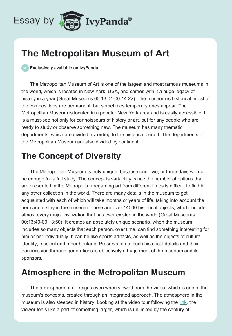 The Metropolitan Museum of Art. Page 1
