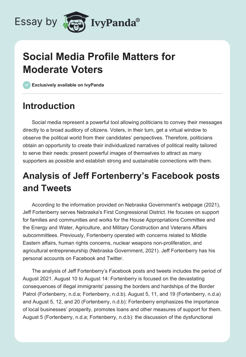 Social Media Profile Matters for Moderate Voters. Page 1