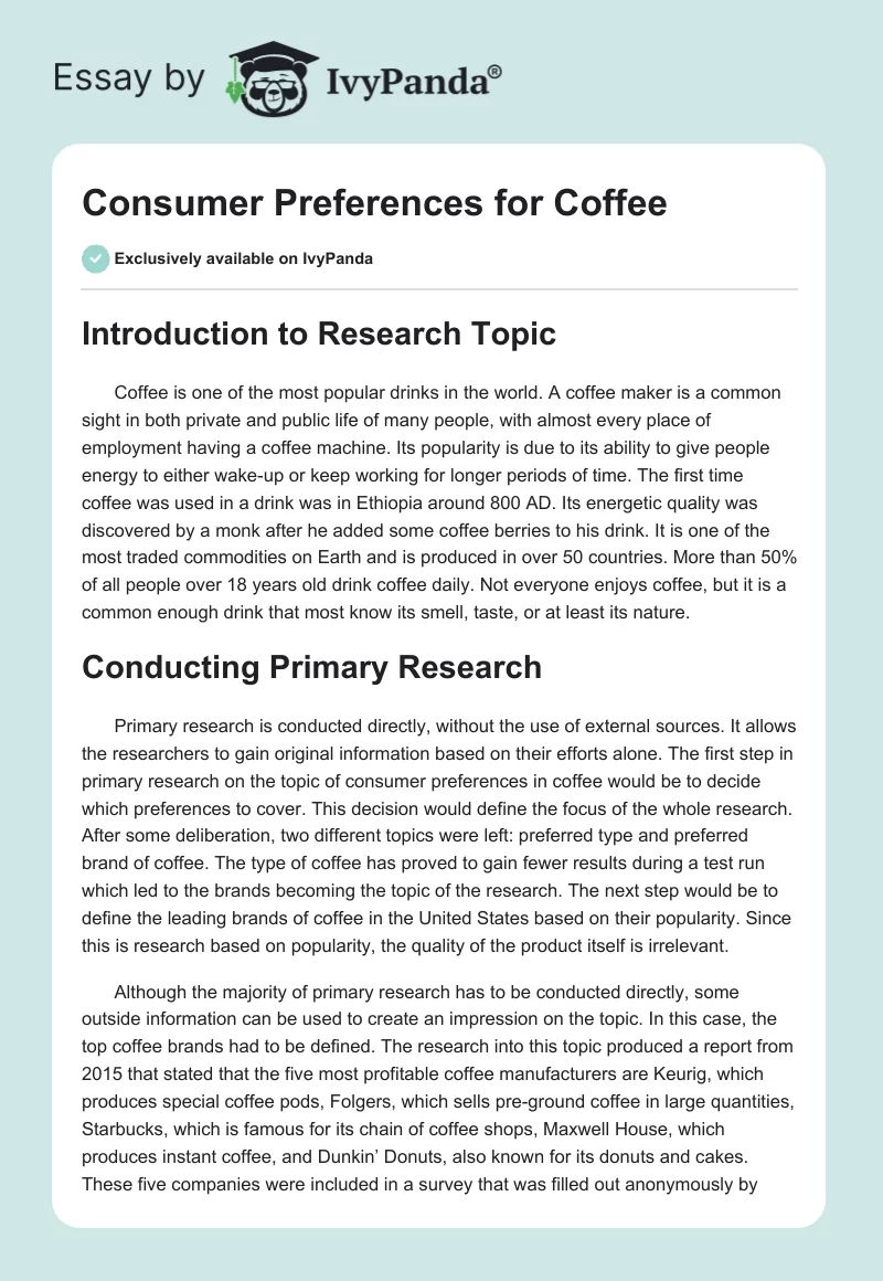 Consumer Preferences for Coffee. Page 1
