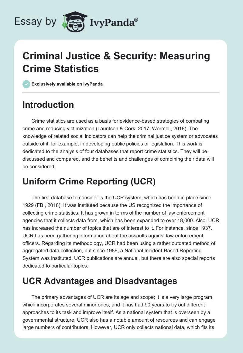 Criminal Justice & Security: Measuring Crime Statistics. Page 1