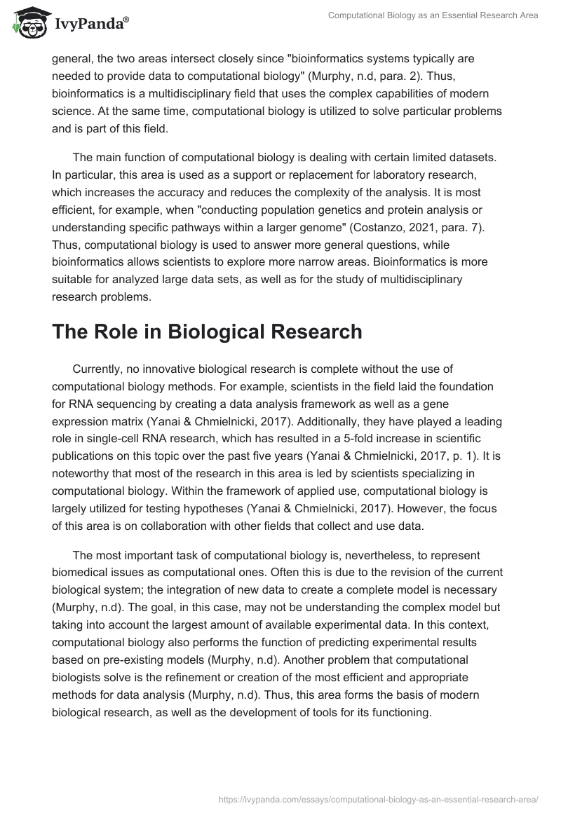Computational Biology as an Essential Research Area. Page 2
