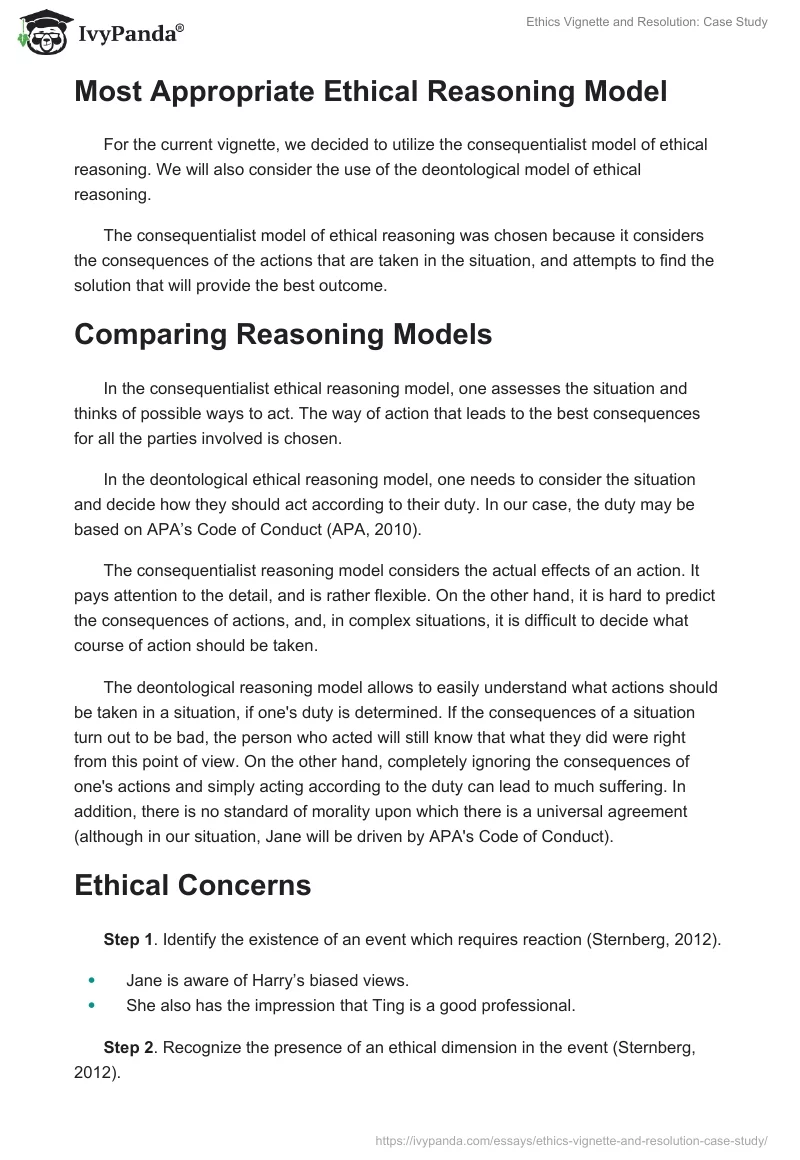 Ethics Vignette and Resolution: Case Study. Page 3