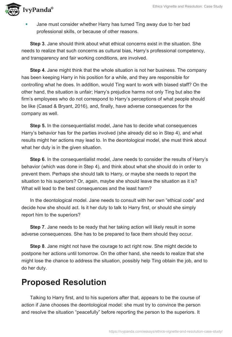 Ethics Vignette and Resolution: Case Study. Page 4