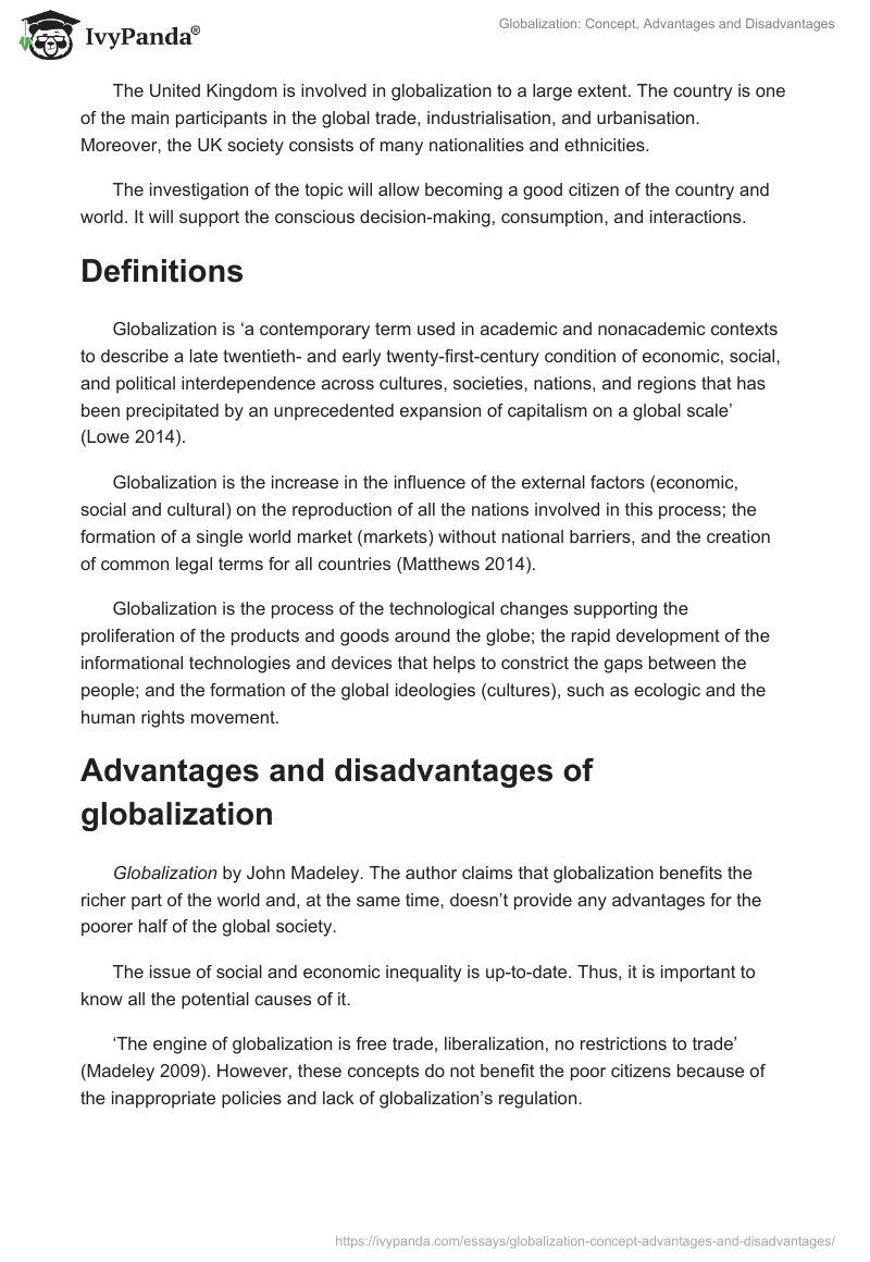Globalization: Concept, Advantages and Disadvantages. Page 2