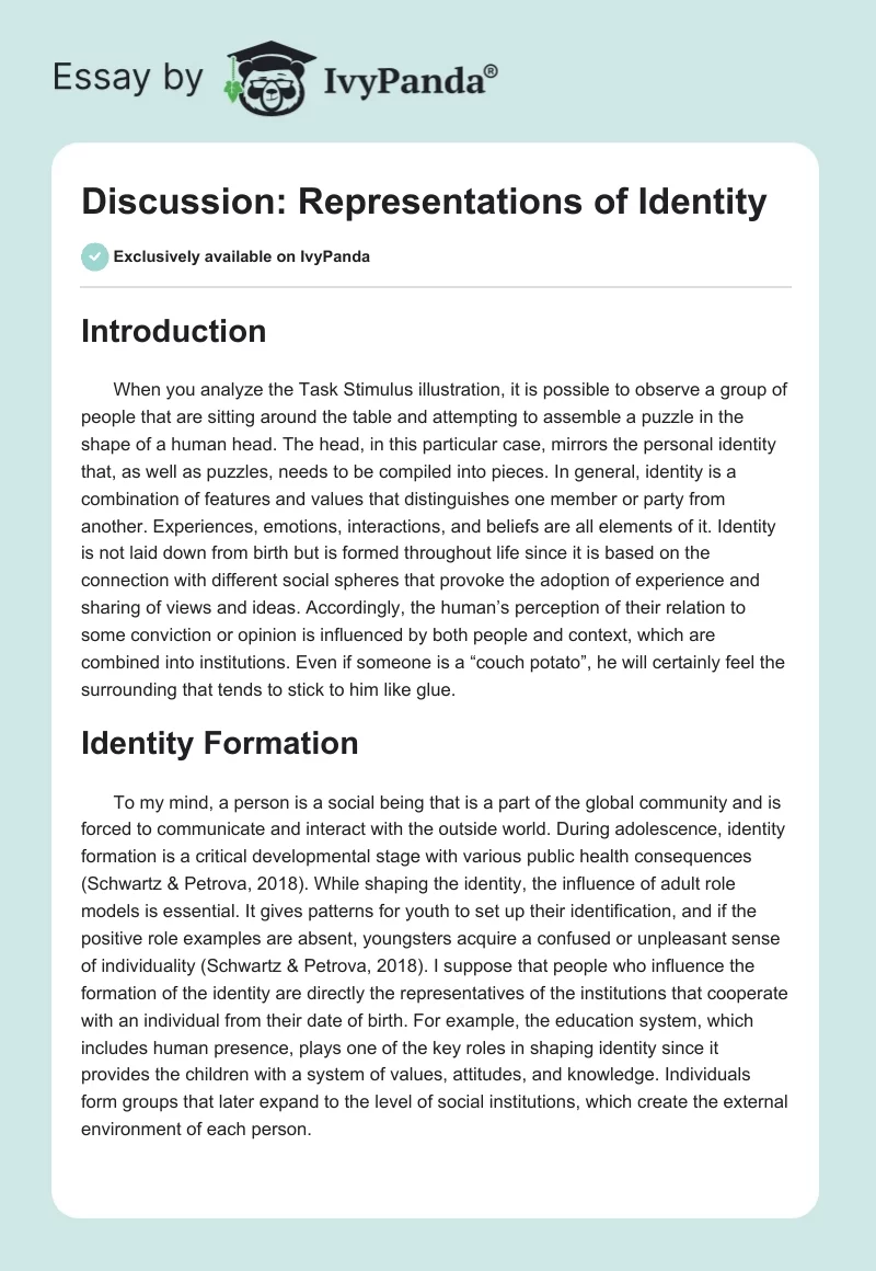Discussion: Representations of Identity. Page 1