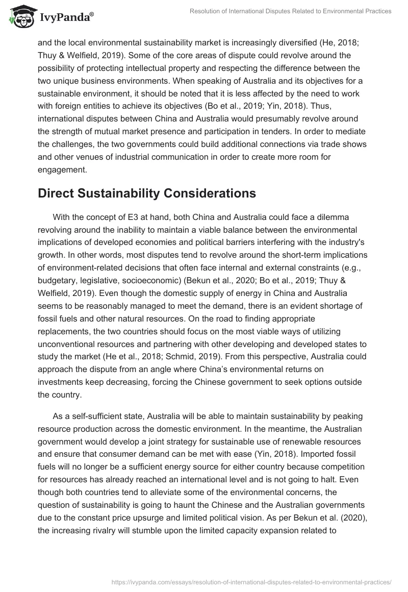 Resolution of International Disputes Related to Environmental Practices. Page 4