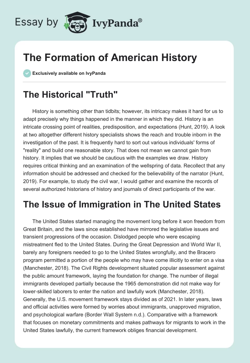 The Formation of American History. Page 1
