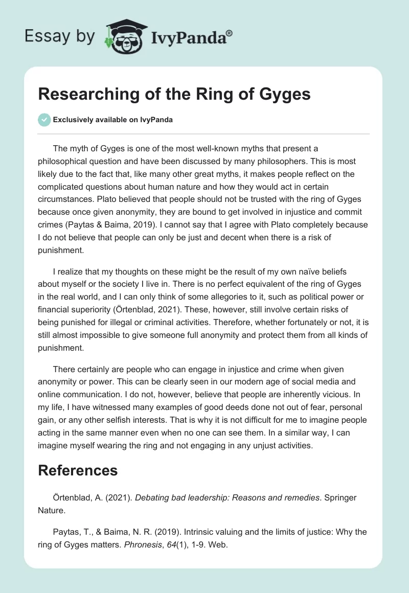 Researching of the Ring of Gyges. Page 1